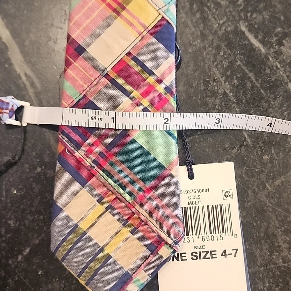 NWT Polo Ralph Lauren Kids Madras Plaid Cotton Tie Made In Italy